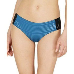 Nike Women's 6:1 Shine Stripe Hipster Bikini Bottoms Size S Green Abyss Blue